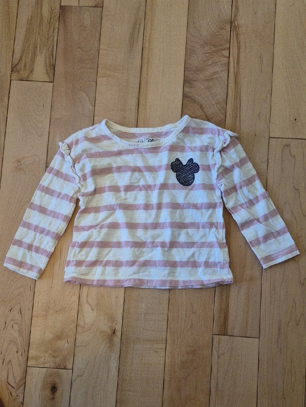 Girls Size 2 GAP Long-Sleeve Striped Top - Pink & White